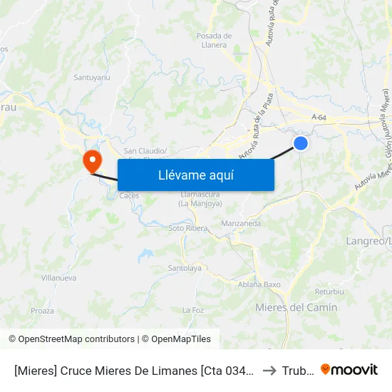 [Mieres]  Cruce Mieres De Limanes [Cta 03423] to Trubia map