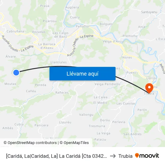 [Caridá, La|Caridad, La]  La Caridá [Cta 03427] to Trubia map