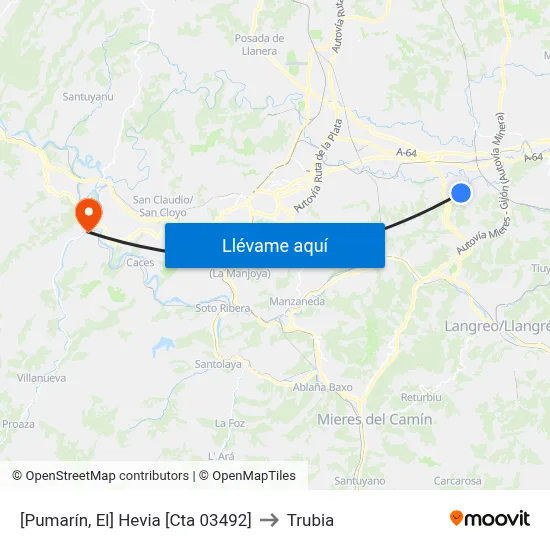 [Pumarín, El]  Hevia [Cta 03492] to Trubia map