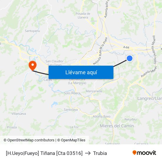 [H.Ueyo|Fueyo]  Tiñana [Cta 03516] to Trubia map