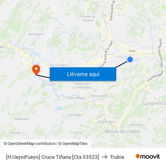 [H.Ueyo|Fueyo]  Cruce Tiñana [Cta 03523] to Trubia map