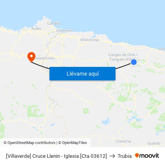 [Villaverde]  Cruce Llenín - Iglesia [Cta 03612] to Trubia map