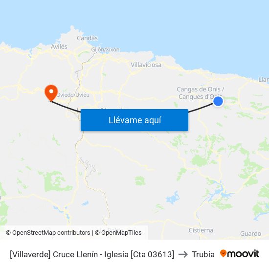 [Villaverde]  Cruce Llenín - Iglesia [Cta 03613] to Trubia map