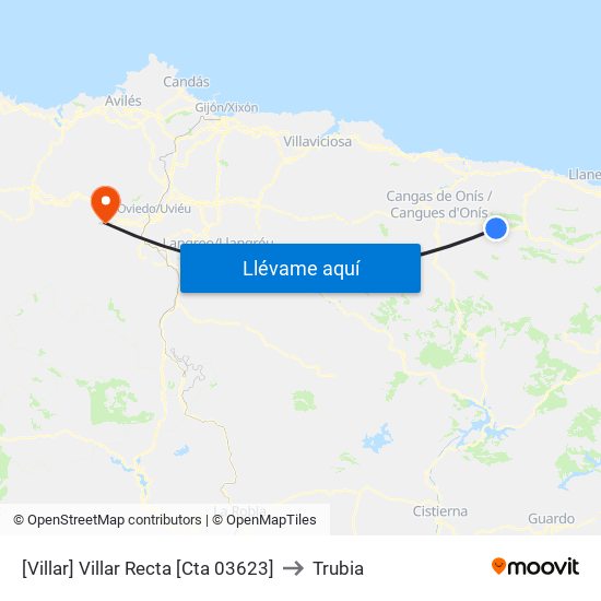 [Villar]  Villar Recta [Cta 03623] to Trubia map