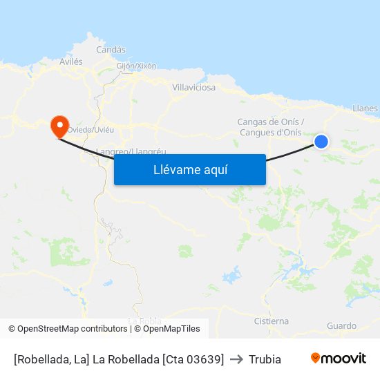 [Robellada, La]  La Robellada [Cta 03639] to Trubia map