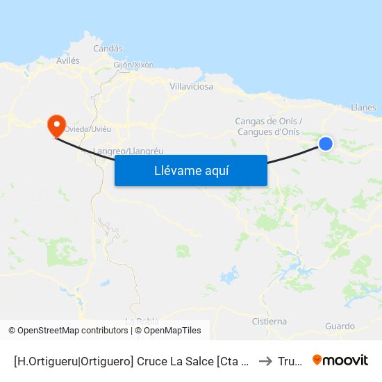 [H.Ortigueru|Ortiguero]  Cruce La Salce [Cta 03644] to Trubia map