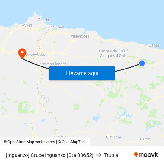 [Inguanzo]  Cruce Inguanzo [Cta 03652] to Trubia map