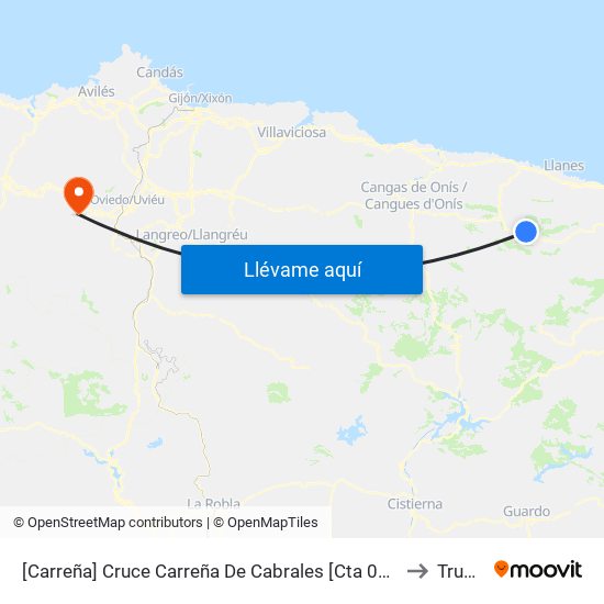 [Carreña]  Cruce Carreña De Cabrales [Cta 03657] to Trubia map