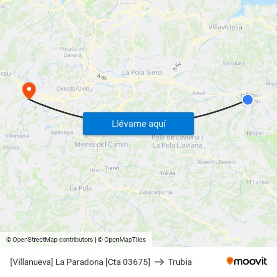 [Villanueva]  La Paradona [Cta 03675] to Trubia map