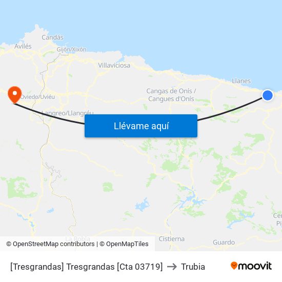 [Tresgrandas]  Tresgrandas [Cta 03719] to Trubia map