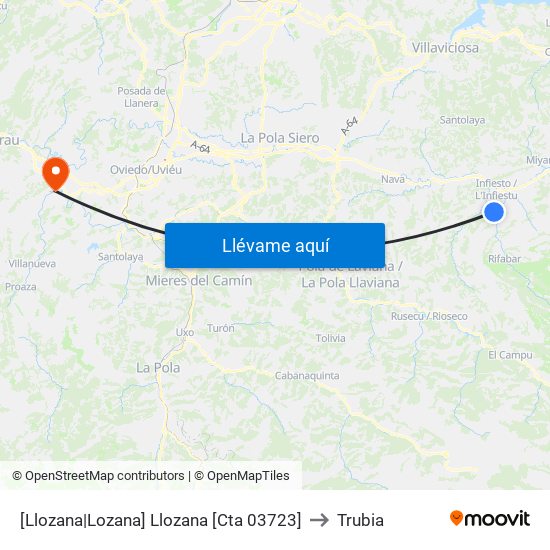 [Llozana|Lozana]  Llozana [Cta 03723] to Trubia map