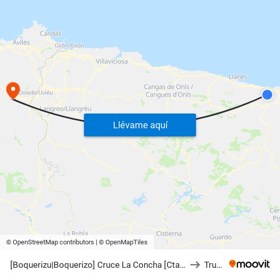 [Boquerizu|Boquerizo]  Cruce La Concha [Cta 03742] to Trubia map