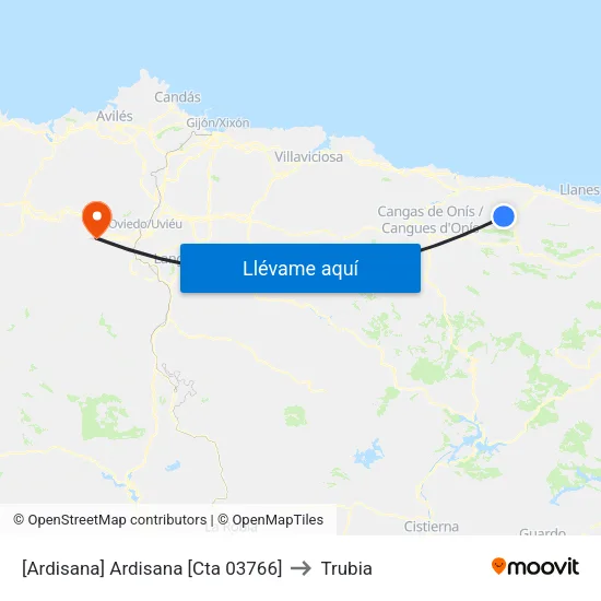 [Ardisana]  Ardisana [Cta 03766] to Trubia map