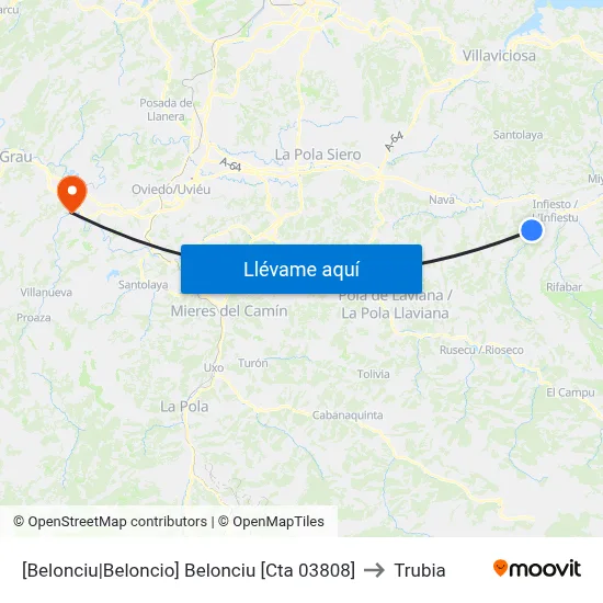 [Belonciu|Beloncio]  Belonciu [Cta 03808] to Trubia map