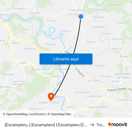 [Escampleru, L'|Escamplero]  L'Escampleru [Cta 04115] to Trubia map