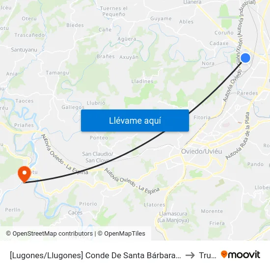 [Lugones/Llugones]  Conde De Santa Bárbara 59 [Cta 04129] to Trubia map