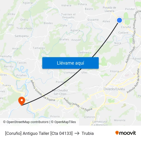 [Coruño]  Antiguo Taller [Cta 04133] to Trubia map