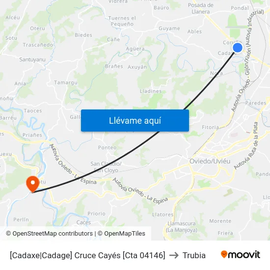 [Cadaxe|Cadage]  Cruce Cayés [Cta 04146] to Trubia map