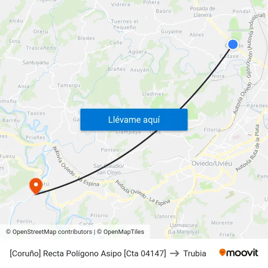 [Coruño]  Recta Polígono Asipo [Cta 04147] to Trubia map