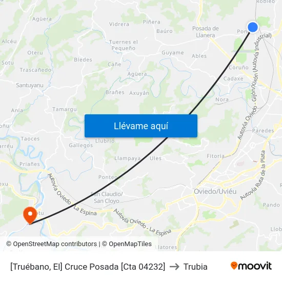 [Truébano, El]  Cruce Posada [Cta 04232] to Trubia map