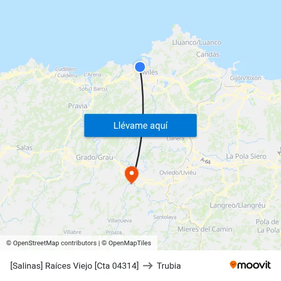 [Salinas]  Raíces Viejo [Cta 04314] to Trubia map