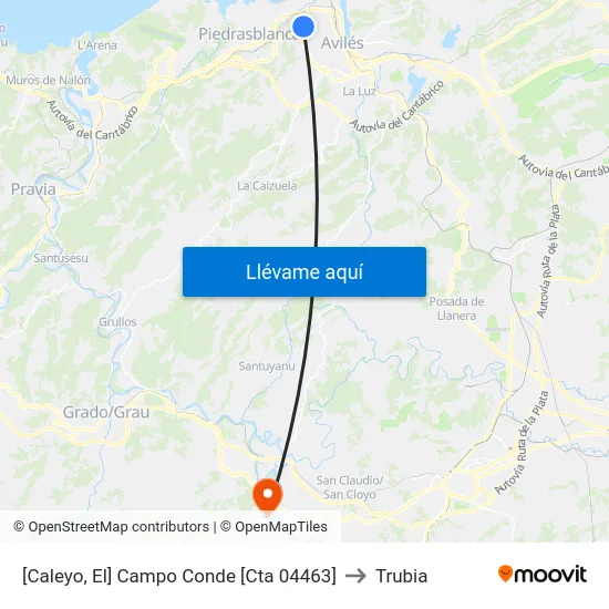[Caleyo, El]  Campo Conde [Cta 04463] to Trubia map