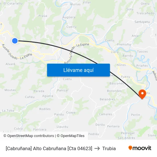 [Cabruñana]  Alto Cabruñana [Cta 04623] to Trubia map