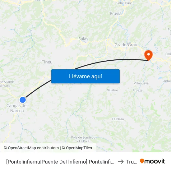 [Pontelinfiernu|Puente Del Infierno]  Pontelinfiernu [Cta 04653] to Trubia map
