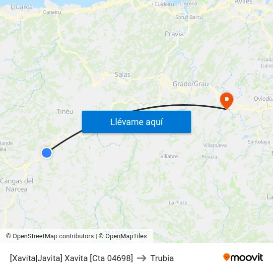 [Xavita|Javita]  Xavita [Cta 04698] to Trubia map