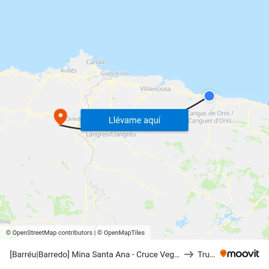 [Barréu|Barredo]  Mina Santa Ana - Cruce Vega [Cta 05146] to Trubia map