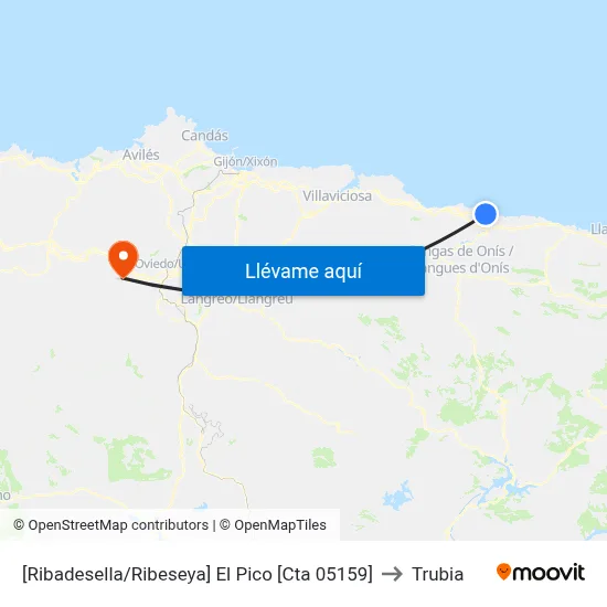 [Ribadesella/Ribeseya]  El Pico [Cta 05159] to Trubia map