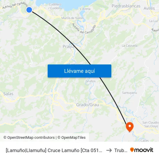 [Lamuño|Llamuñu]  Cruce Lamuño [Cta 05169] to Trubia map