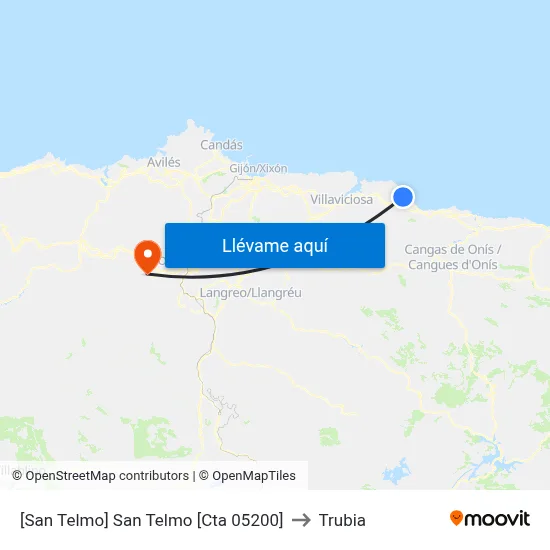 [San Telmo]  San Telmo [Cta 05200] to Trubia map