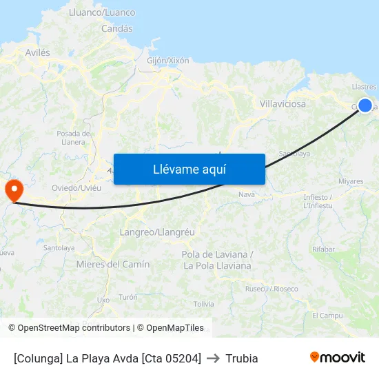 [Colunga]  La Playa Avda [Cta 05204] to Trubia map
