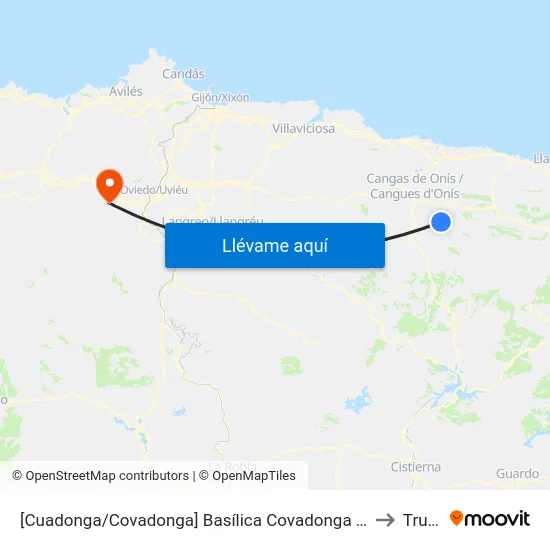 [Cuadonga/Covadonga]  Basílica Covadonga [Cta 05419] to Trubia map