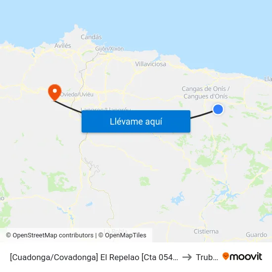 [Cuadonga/Covadonga]  El Repelao [Cta 05444] to Trubia map