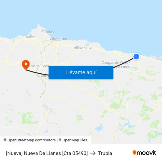 [Nueva]  Nueva De Llanes [Cta 05493] to Trubia map