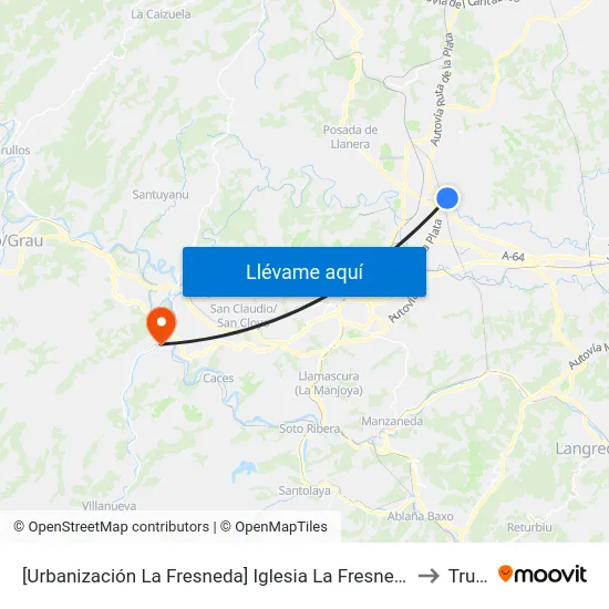 [Urbanización La Fresneda]  Iglesia La Fresneda [Cta 05494] to Trubia map