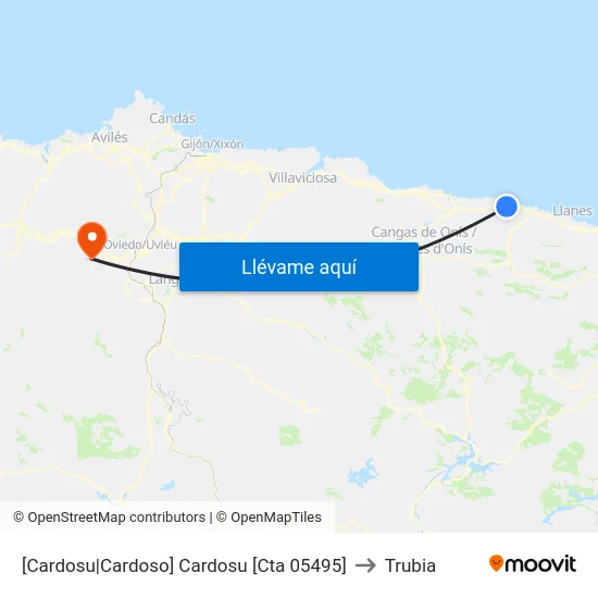 [Cardosu|Cardoso]  Cardosu [Cta 05495] to Trubia map