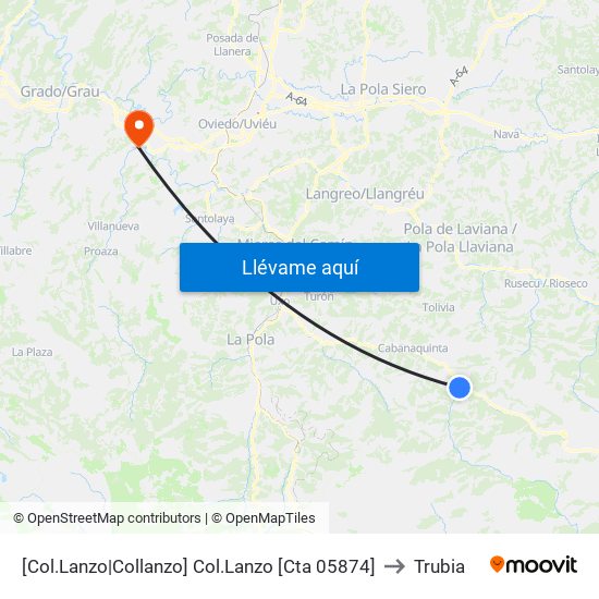 [Col.Lanzo|Collanzo]  Col.Lanzo [Cta 05874] to Trubia map