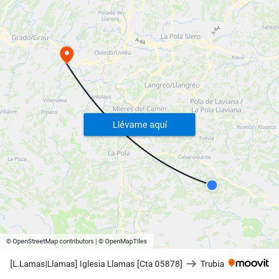 [L.Lamas|Llamas]  Iglesia Llamas [Cta 05878] to Trubia map