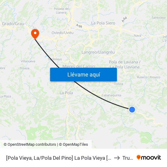[Pola Vieya, La/Pola Del Pino]  La Pola Vieya [Cta 05886] to Trubia map