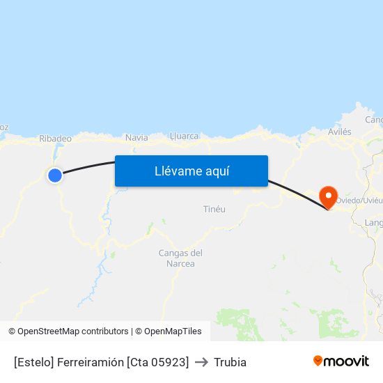 [Estelo]  Ferreiramión [Cta 05923] to Trubia map