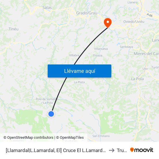 [Llamardal|L.Lamardal, El]  Cruce El L.Lamardal [Cta 5971] to Trubia map