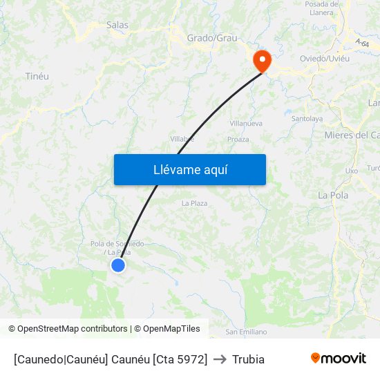 [Caunedo|Caunéu]  Caunéu [Cta 5972] to Trubia map