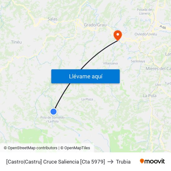 [Castro|Castru]  Cruce Saliencia [Cta 5979] to Trubia map