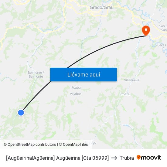 [Augüeirina|Agüerina]  Augüeirina [Cta 05999] to Trubia map