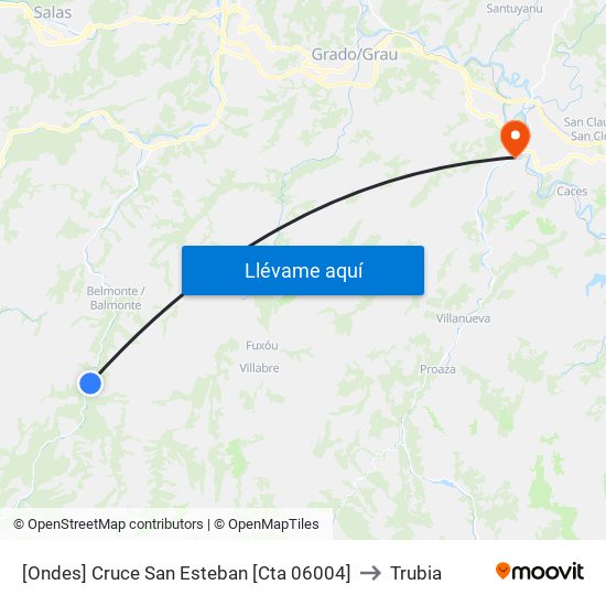 [Ondes]  Cruce San Esteban [Cta 06004] to Trubia map