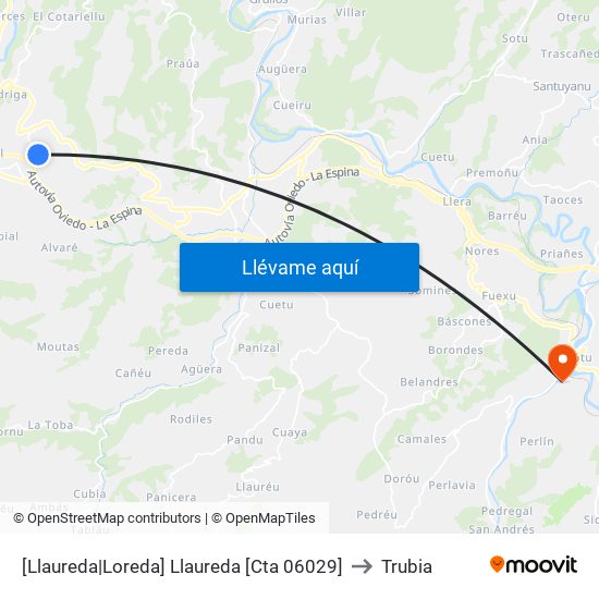 [Llaureda|Loreda]  Llaureda [Cta 06029] to Trubia map