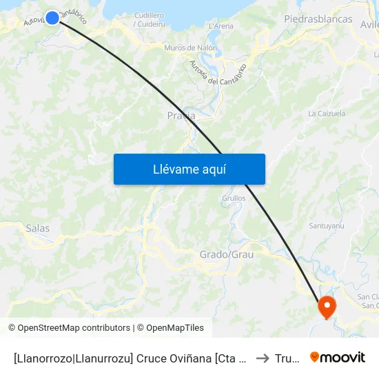 [Llanorrozo|Llanurrozu]  Cruce Oviñana [Cta 06154] to Trubia map